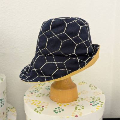 Stoffhut Buckethat Blau-Gelb wendbar