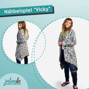 PDF Schnittmuster mit Ebenen - Sweat Cardigan Vicky, Gr. 32 - 54 | Damen Schnitt Sweatjacke, Strickjacke, farbige Nähanl Bild 3