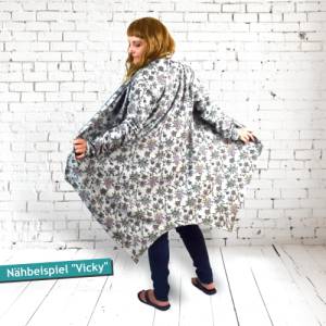 PDF Schnittmuster mit Ebenen - Sweat Cardigan Vicky, Gr. 32 - 54 | Damen Schnitt Sweatjacke, Strickjacke, farbige Nähanl Bild 6