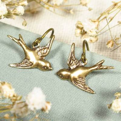 Ohrringe MESSINGSCHWÄLBLEIN Vogelohrringe romantisch im Vintage Stil