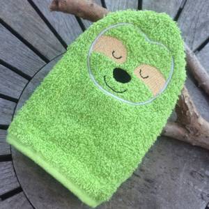 Faultier-Waschlappen Stickdatei  ITH 13x18 Waschhandschuh Geschenk Bild 2