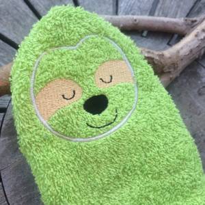 Faultier-Waschlappen Stickdatei  ITH 13x18 Waschhandschuh Geschenk Bild 4