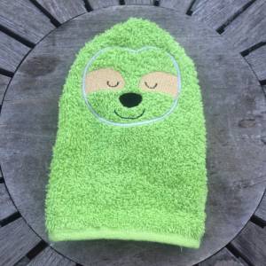 Faultier-Waschlappen Stickdatei  ITH 13x18 Waschhandschuh Geschenk Bild 5