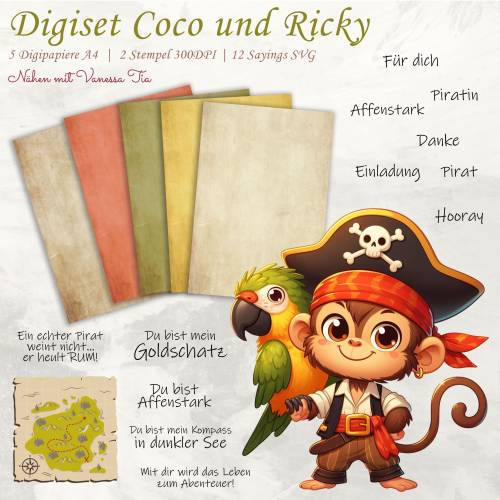 Digiset Coco Und Ricky Printfile Digipaper PNG JPG