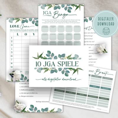 JGA Spiele für Frauen | 10 lustige Partyspiele | Spiele-Set für Junggesellinnenabschied, Brautparty oder Hochzeit 