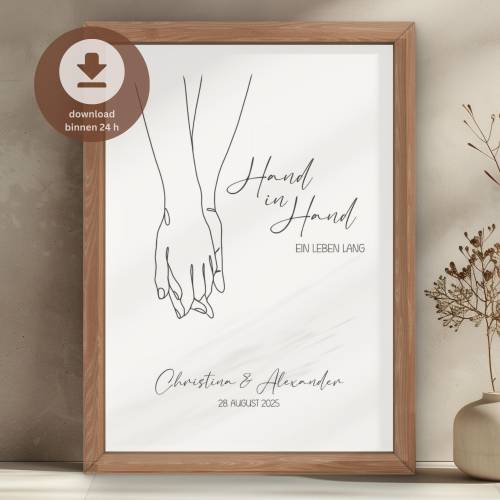 personalisiertes Hochzeitsgeschenk | Geschenk zur Hochzeit Namen | Wandbild Jahrestag oder Jubiläum | digital