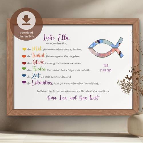 Geldgeschenk Konfirmation personalisiert PDF | Konfirmationsgeschenk digital | DIY Geld-Konfirmationskarte | PDF