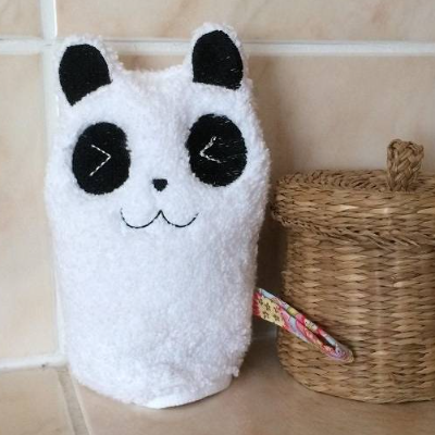 Panda-Waschlappen Stickdatei  ITH 13x18 Waschhandschuh Zoo 