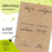 Druckvorlage - Glückwunschkarte zum Geburtstag - Mitbringsel - Kleinigkeit - Gratuliere - Geschenkidee - Raysin Bild 2