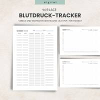 Blutdruck Tracker - Blutdrucktabelle zum Aufzeichnen von Blutdruckwerten PDF grafisch für einen Monat Bild 1