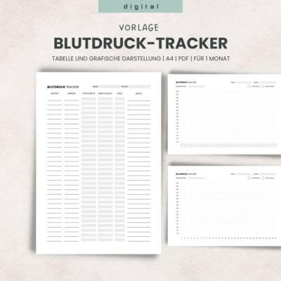 Blutdruck Tracker - Blutdrucktabelle zum Aufzeichnen von Blutdruckwerten PDF grafisch für einen Monat