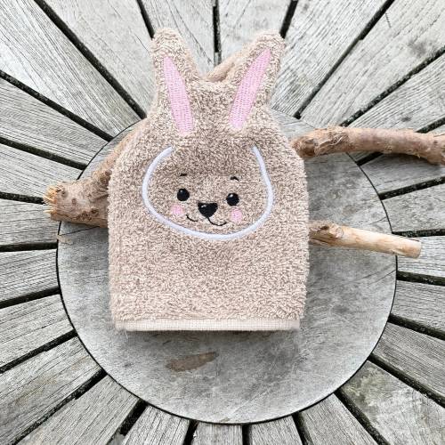 Hasen-Waschlappen Stickdatei 2 ITH 13x18 Waschhandschuh Hase Ostern Tierwaschlappen 