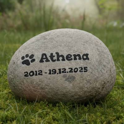 Grabschmuck für Haustiere - Grabdekoration mit Pfotenabdruck Gravur für Hund oder Katze als Erinnerung