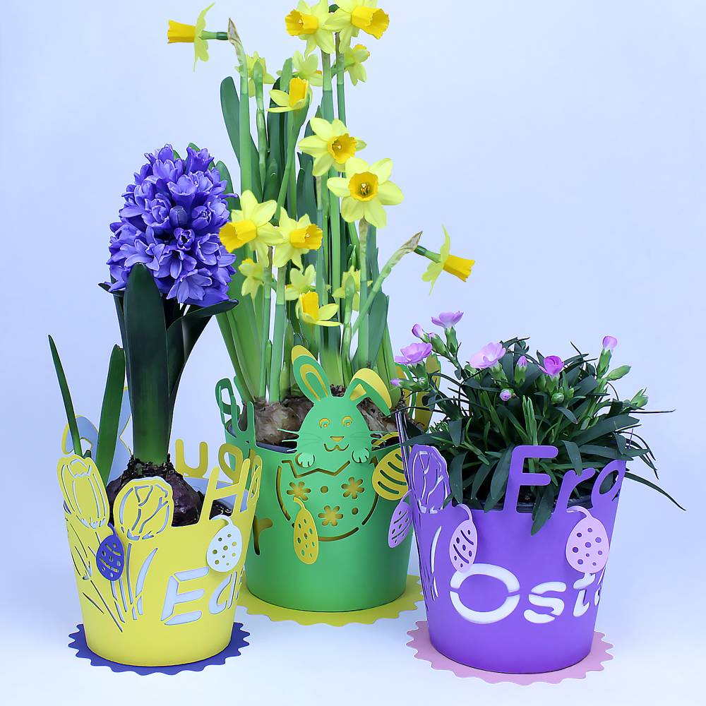 Plotterdatei Ostern – Osterdeko plotten Papier, Ostergeschenk, Übertopf Ostergruß Osternest, Geschenkschachtel Osterhase Bild 1