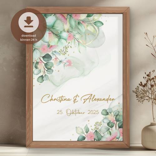 Geschenk zur Hochzeit personalisiert | Hochzeitsgeschenk mit Namen | Jubiläum Wandbild Jahrestag | digitales Poster | Ho