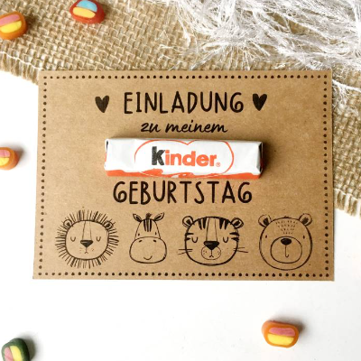 Druckvorlage Einladung Kindergeburtstag I Tiere I Geburtstagseinladung I Bastelvorlage I Tiger I Löwe I Bär