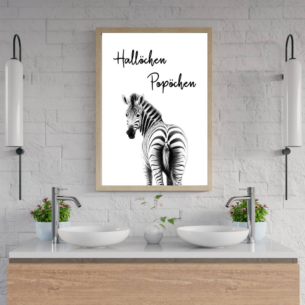 badezimmer poster hallÖchen popÖchen zebra wandkunst moderne bad dekoration  kreatives wohnaccessoire badezimmer wohnidee