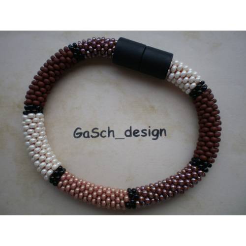 Häkelarmband, gehäkeltes Perlenarmband * Brennendheißer Wüstensand