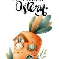 Osterkarte „Häschen im Karottenhaus“ – Digitaler Ostergruß als Download Bild 2