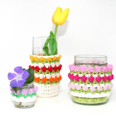 Tulpen-Glashülle - Upcycling - Häkelanleitung