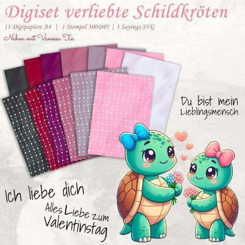 Digiset Veliebte Schildkröten Printables Printfile JPG PNG