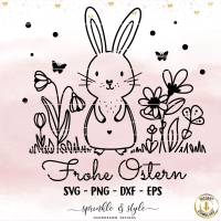 Plotterdatei Ostern, Frohe Ostern, Laserdatei Ostern, Cricut, Osterhase png, Frühling PNG, Clipart Hase svg Bild 1