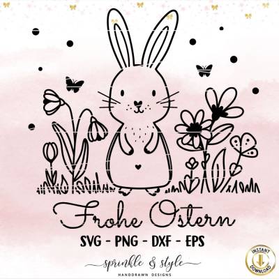 Plotterdatei Ostern, Frohe Ostern, Laserdatei Ostern, Cricut, Osterhase png, Frühling PNG, Clipart Hase svg