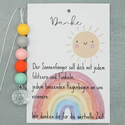 Abschiedsgeschenk Kindergarten, Dankeschön Erzieherin, Sonnenfänger, Lichtfänger, Suncatcher mit Karte,  Abschiedsgesche