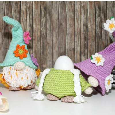 Eierwärmer - Blumen-Wichtel - Häkelanleitung