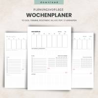 Wochenplaner 2025 | A4, A3 Hochformat | PDF zum Ausdrucken | Termine, To-Dos, Habit Tracker, Wochenziele Bild 1