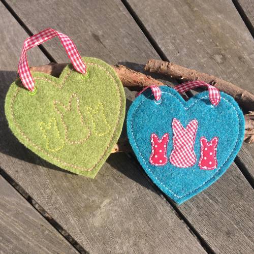 Osterherz Stickdatei ITH 10x10  Schilder Ostern Schild Osterschild Hasenschild Anleitung in Deutsch