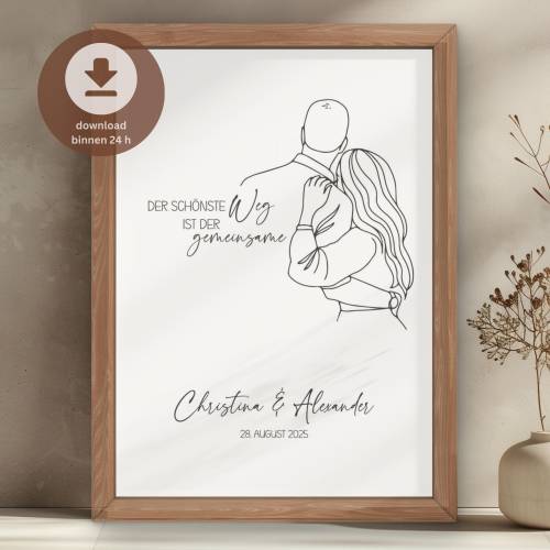 personalisiertes Geschenk zur Hochzeit | Hochzeitsgeschenk mit Namen | Wandbild Jahrestag Jubiläum | digital