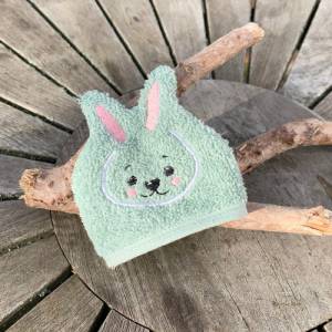 Hasen-Waschlappen Stickdatei 2 ITH 10x10 Waschhandschuh Tierwaschlappen Ostern Frühling Bild 1