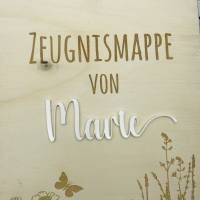 Zeugnismappe personalisiert aus Holz | Geschenk zum Schulstart | Zeugnisordner mit Namen | Einschulungsgeschenk Bild 3