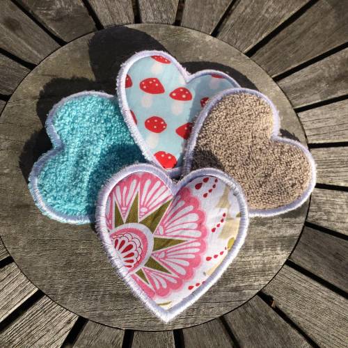Abschminkpad Herz Stickdatei ITH 10x10 cm Waschpad Pad Liebe Pad Pads