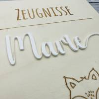 Zeugnismappe personalisiert aus Holz | Geschenk zum Schulstart | Zeugnisordner mit Namen | Einschulungsgeschenk Bild 3
