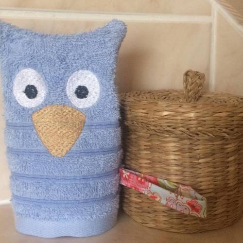 Eulen-Waschlappen Stickdatei  ITH 13x18 Wald Waldtiere Tiere