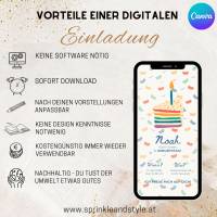 Digitale Einladungskarte, Einladung Kindergeburtstag mit Foto Regenbogen personalisierbare E-Card WhatsApp, Einladung Bild 3