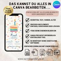 Digitale Einladungskarte, Einladung Kindergeburtstag mit Foto Regenbogen personalisierbare E-Card WhatsApp, Einladung Bild 4