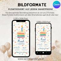 Digitale Einladungskarte, Einladung Kindergeburtstag mit Foto Regenbogen personalisierbare E-Card WhatsApp, Einladung Bild 5