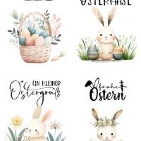 Pastellige Osterkarten mit niedlichen Hasen – Digitales Set zum Ausdrucken Bild 2
