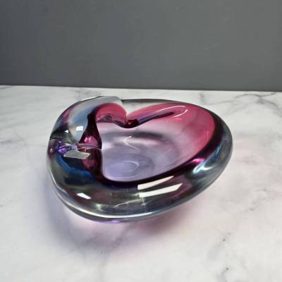 Murano Schale Glas - Muschel - Seguso dalla Venezia SDV - 60s Lila Blau - Italien