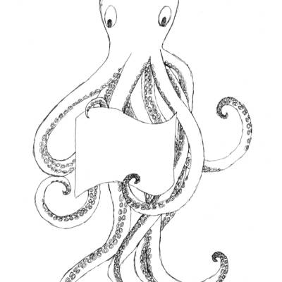 Printable: Oktopus Faltkarte im A4 Format zum Ausdrucken und bemalen. Kreative Grüße zum selbst beschriften