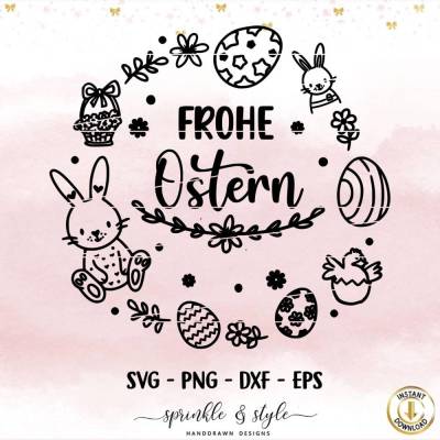Plotterdatei Ostern, Frohe Ostern, Laserdatei Ostern, Cricut, Osterhase png, Frühling PNG, Clipart Hase svg