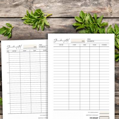 Stundenzettel Bundle 2025, 2026 und ohne Jahr | 23, 30, 31 Tage & Kalenderwochen | PDF zum Ausdrucken