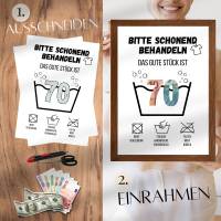 Geldgeschenk 70. Geburtstag zum selbst ausdrucken | Last Minute Geschenk Waschanleitung Bild 4
