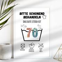 Geldgeschenk 70. Geburtstag zum selbst ausdrucken | Last Minute Geschenk Waschanleitung Bild 5