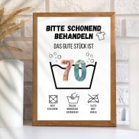 Geldgeschenk 70. Geburtstag zum selbst ausdrucken | Last Minute Geschenk Waschanleitung Bild 7