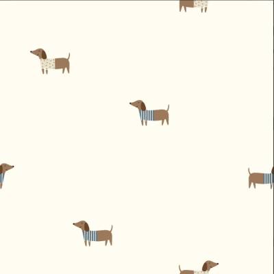 Jersey Stoff Dackel auf natur weiß Baumwolle Jersey 50cm x 150cm Öko Tex 100