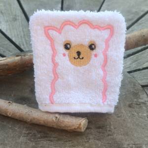 Lama-Waschlappen Stickdatei  ITH 10x10 Waschhandschuh Lamafans Bild 2